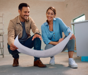 Couple reviewing renovation plans