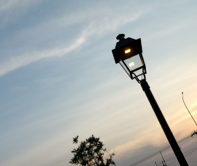 Street lights against the sky